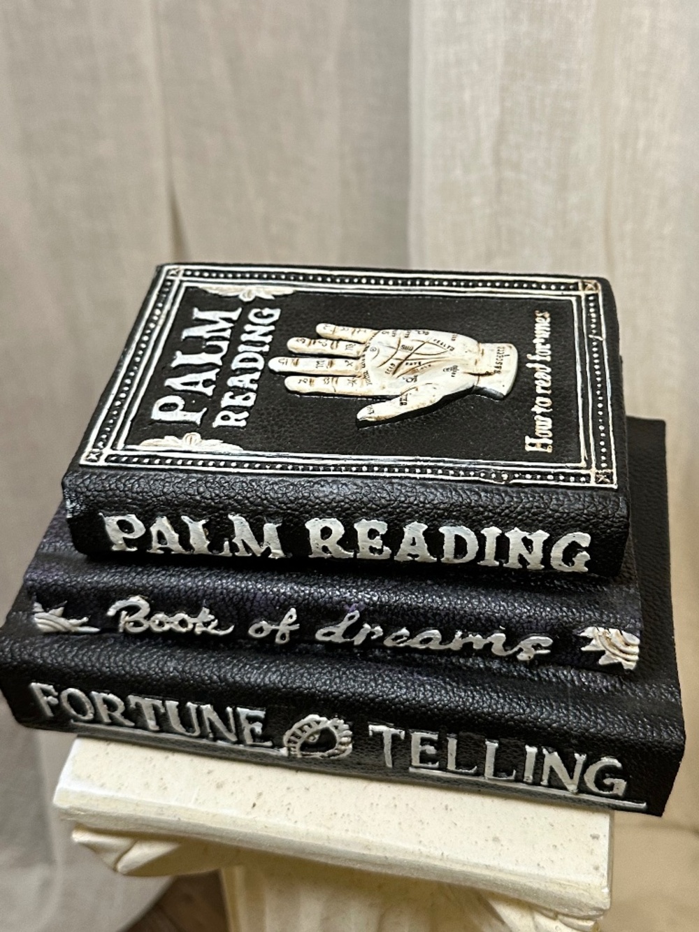 Halloween decoration faux stacked books tabletop decor spooky